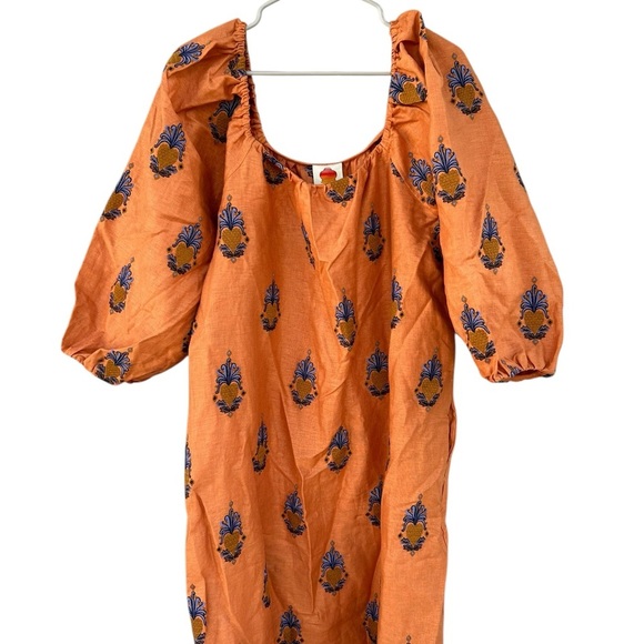 NWT Farm Rio Orange Embroidered Midi Dress - Pineapple’s - Size Large - Picture 7 of 16